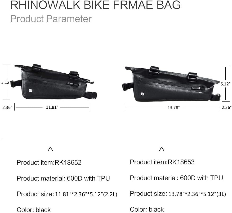 Rhinowalk Professional Cycling Accessories - Waterproof Triangle Bag for Bike Frame, Under Tube, Small