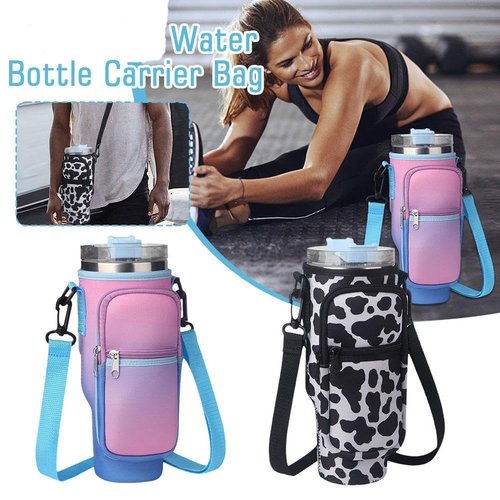SANNADADOWater Bottle Carrier Bag with Phone Pocket for Stanley 40oz Tumbler Simple Modern Tumbler with Handle 40oz Tumbler Carrier With Strap Stanley Accessories (Gradient Purple)