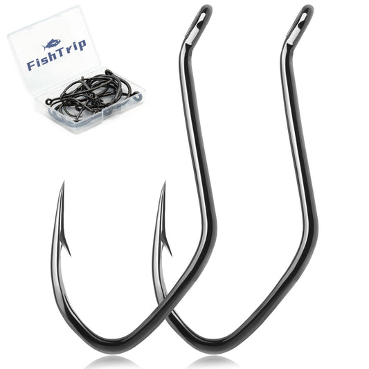 FishTrip Catfish Hooks Big River Hooks, 25pcs Live Cut Bait Fishing Hook for Catfishing Flathead Saltwater Freshwater (4/0)