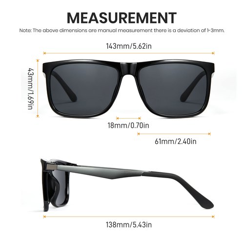 Cyxus Polarized Sunglasses Men Spring Hinges Metal Frame UV400 Protection Square Sun Glasses 1074