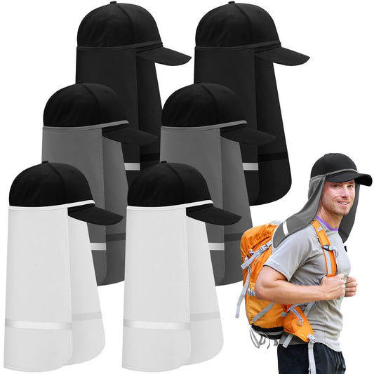 Janmercy 6 Pcs Neck Sun Protection for Men Reflective Neck Cover Neck Shade Hat Drape UV Face Cover for Women Outdoor Sports(Classic Color)