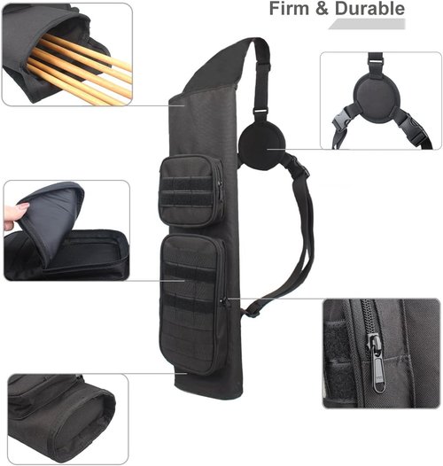 KRATARC Archery Back Arrows Quiver Bag with Molle System and Pockets for Hunting Shooting Target Practice