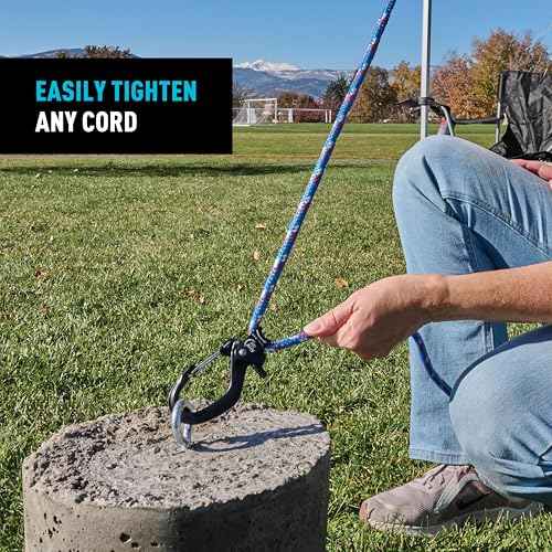 Nite Ize CamJam SlideLock Rope Tightener & 10 ft Nylon Rope - Features Pull-to-Tighten Lock & Quick-Release Lever - 250 lb Working Load Limit - Fits Rope Sizes 3?6mm - Large