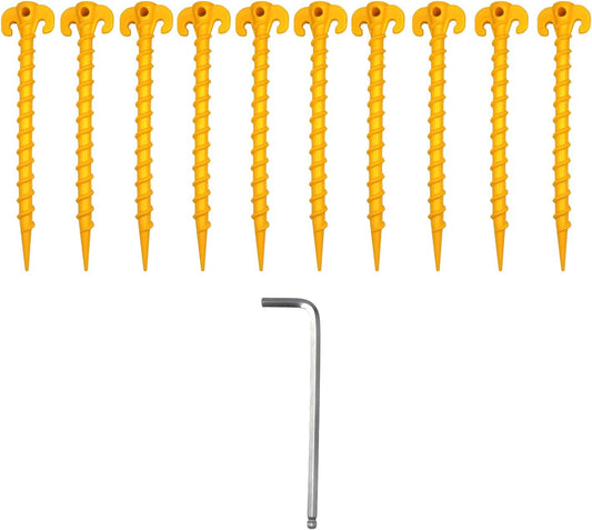 FGen 10pcs Threaded Nail Plastic Nail Tent Tent Canopy Picnic Mat Nail Stability Spiral Screw Assembly