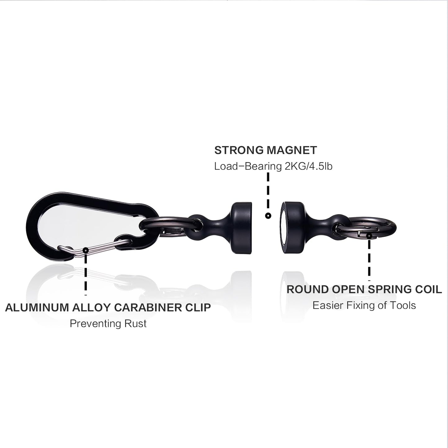 FANGZHIDI Quick Release Keychain,Magnetic Release Holder, Strongest Key Magnet Carabiner for Fly Fishing Bags, Belt, Car Key Fob,3 PCS,Black