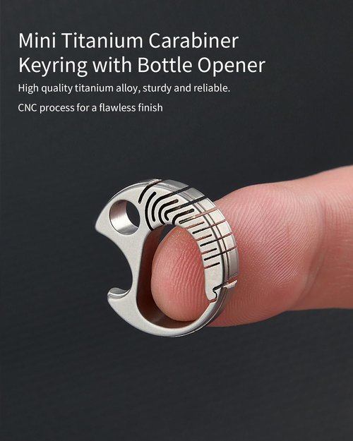 TIKIDESIGN TKKC1 Mini EDC Titanium Keyring, Quick Release Mini Titanium Carabiner Keychain Ring, Micro Carabiner Key Holder for Men