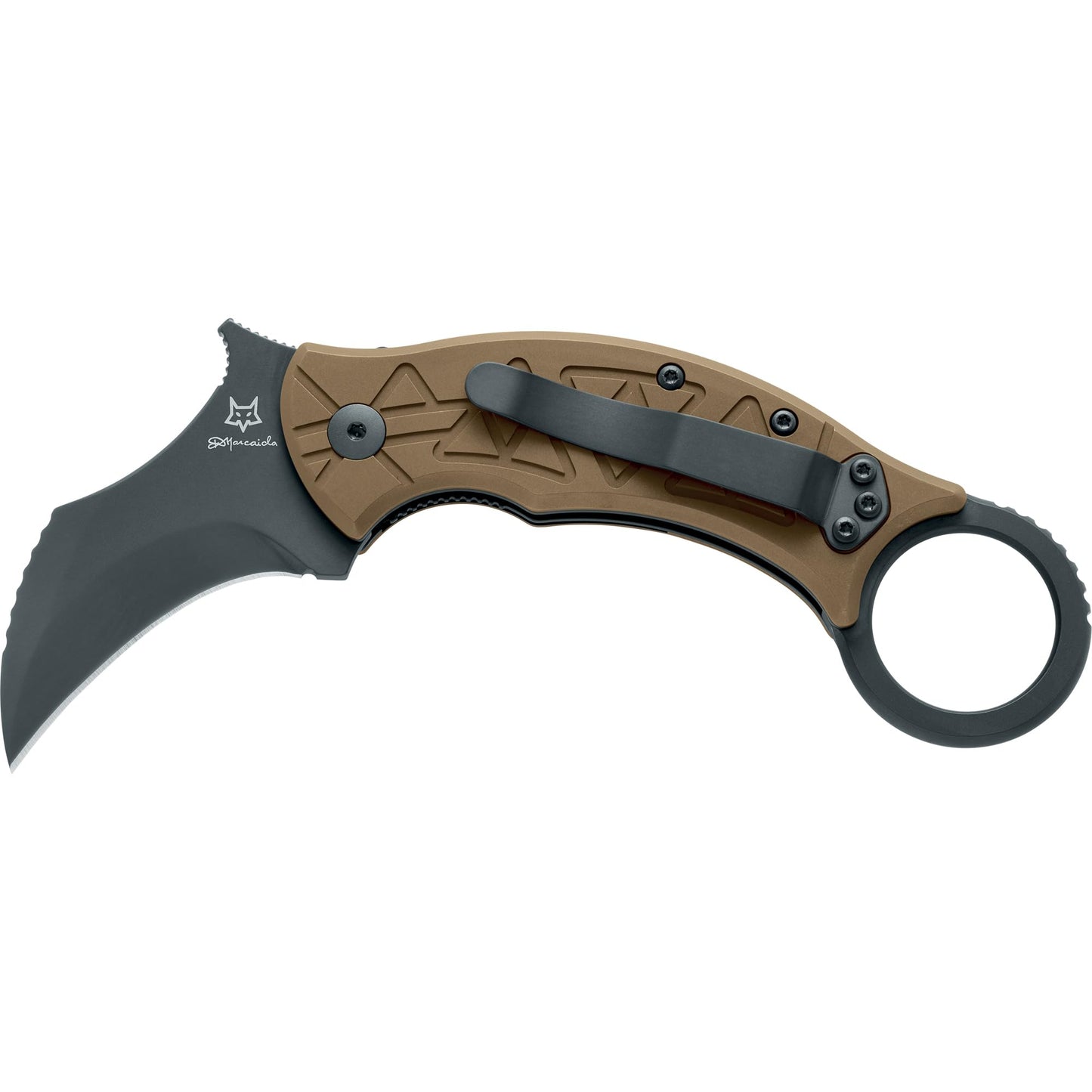 Fox Knives Tribal K Karambit Knife FX-802 TiPVD - M390 Stainless Steel Folding Blade - Designed by Doug Marcaida - Titanium Bronze PVD Handle Liner Lock Folder