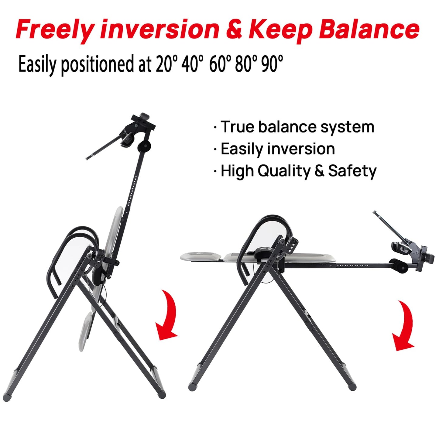 HYTY Massage Inversion Table for Back Pain Relief - Back Stretcher Machine with Adjustable Headrest, Foldable Design, Back Inverter/Strength Training, 300 Lbs Capacity