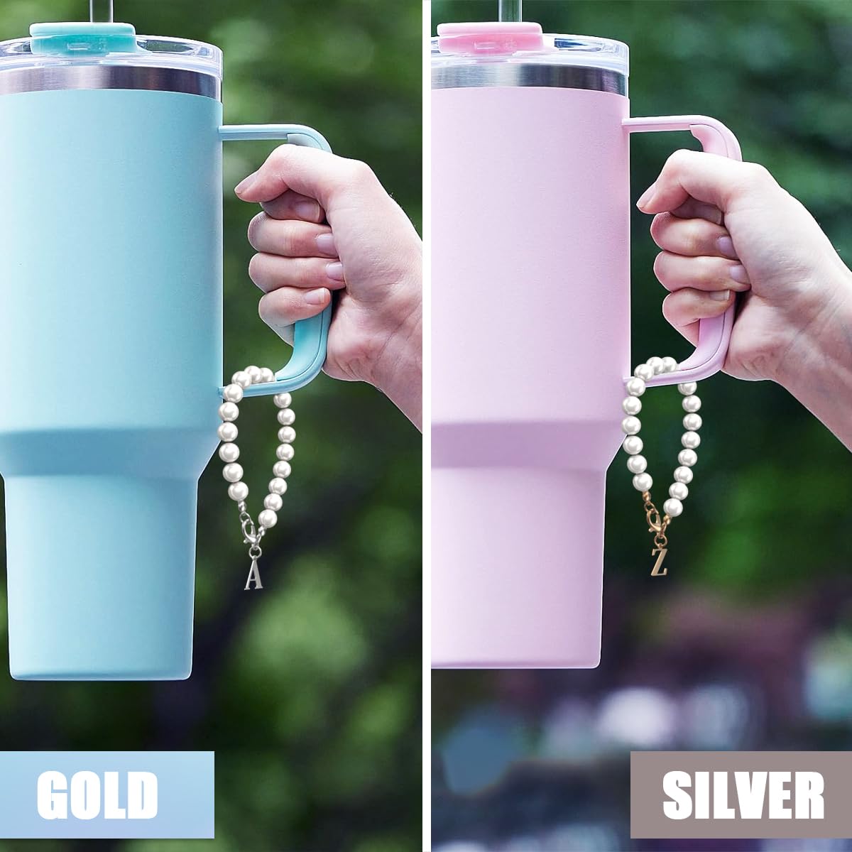 2PCS Stainless Steel Letter Charm Accessories for Stanley Cup, Initial Name ID Personalized Handle Charm for Stanley Tumbler,Yeti, Simple Modern Cups Handle(Letter D)