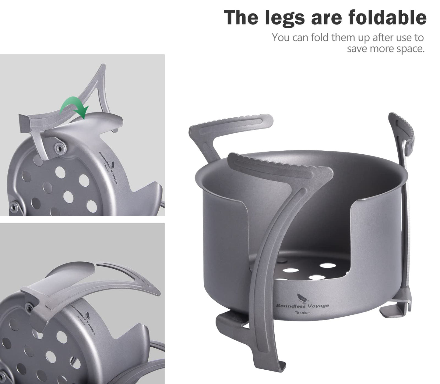 iBasingo Mini Titanium Spirit Stove Alcohol Heater Wood Burner with Stand Outdoor Camping Hiking Backpacking Furnace Tourist Cooker Survival Trekking Hiking Supplies (Ti2013C)