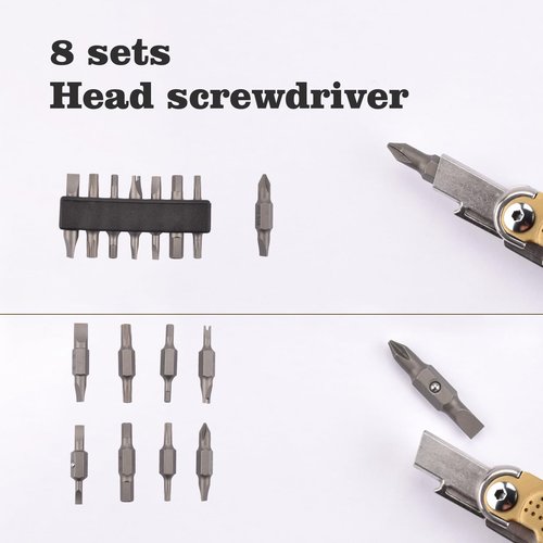 SQT2048 20-in-1 Multitool, Gifts for Men, Foldable & Self-Locking, Professional Multitool for DIY, Outdoor Camping, and Home Repairs, Gold