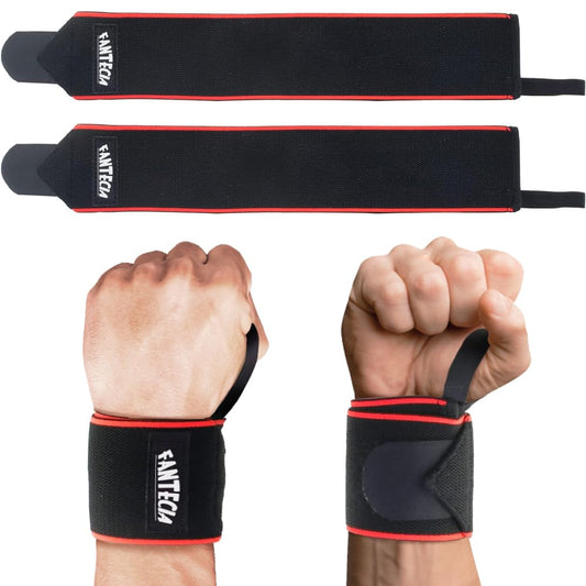 FANTECIA Wrist Wraps for Fitness Strength Training, Professional Grade with Thumb Loops, Wrist Support Braces for Men & Women, Use for Weight Lifting, Bodybuilding, Powerlifting