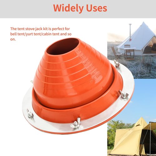 RXQNN Silicone Tent Stove Jack Kit Fitting Pipe OD 3" to 6-1/4", Flexible High Temp Stove Jack Kit for Bell Tent/Yurt/Wood Burner (#4 (Pipe OD 3" to 6-1/4"))
