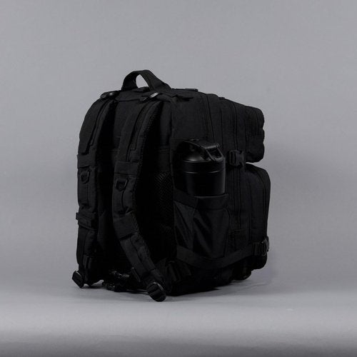 WOLFpak 35L Athletic Gym Backpack - Durable 1000D Waterproof Oxford Material with MOLLE Webbing, Laptop Pocket & Dual Cup Holders, Durable Fitness/Travel/Military Daypack (Black Venom)