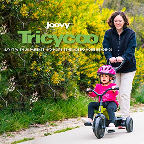 Joovy Tricycoo Fold & Go Toddler Tricycle Featuring Removable, Adjustable Push Handle, Lockable Pedals, Height-Adjustable Seat, 3-Point Safety Harness, and Rear Storage Box (Blueness), 27.6"x18.5"x37"