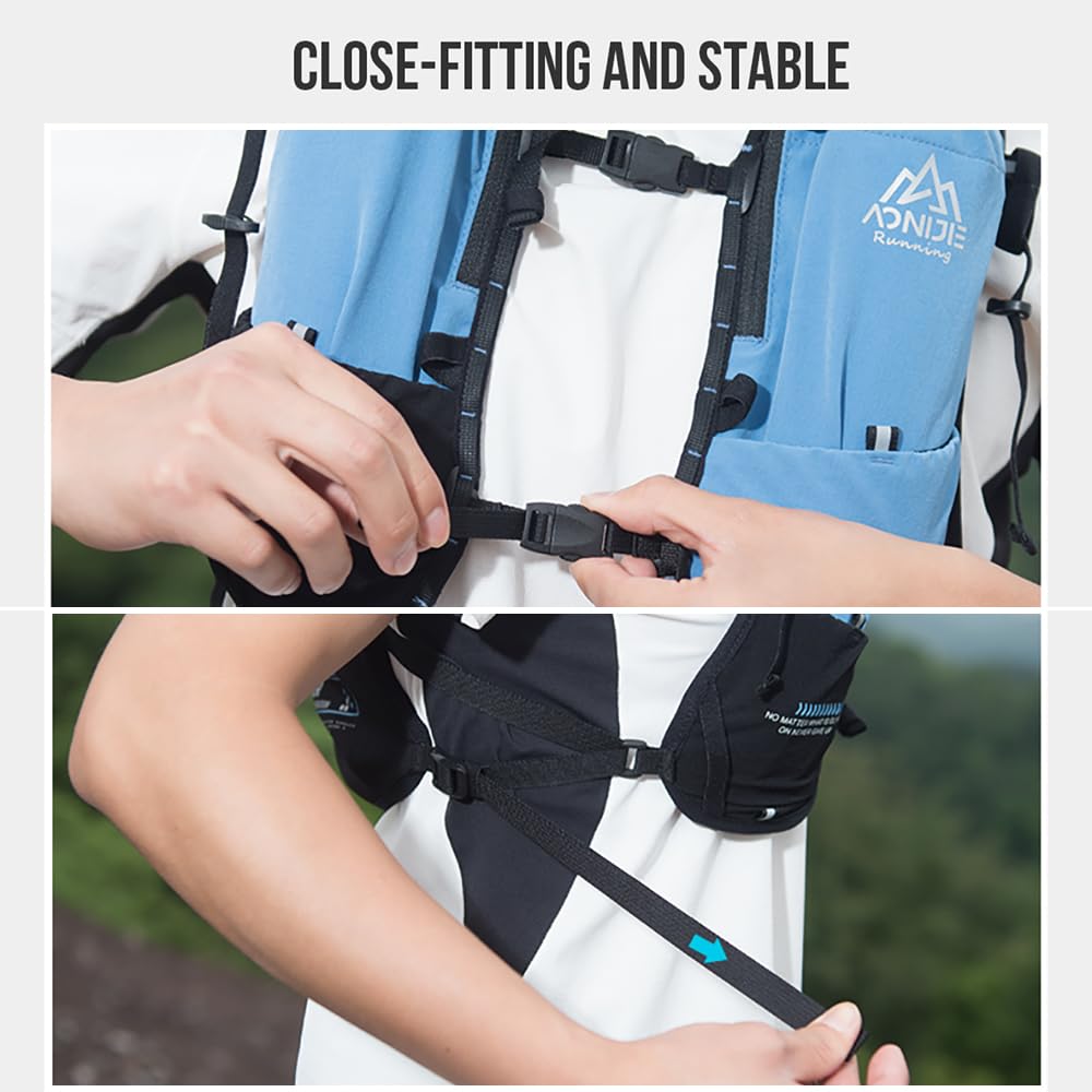 AONIJIE Running Hydration Vest Backpack 5L Marathon Race Cycling Hiking Climbing Trail Running Essentials for Women Men (Blue)