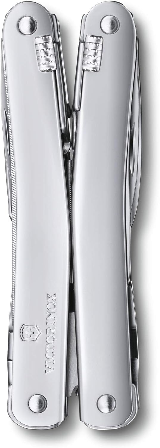 Victorinox Swiss Tool Swiss Army Knife, 24 Function Swiss Made Multi-Tool with Needle-Nose Pliers, Wire Cutters and Large Blade - Silver