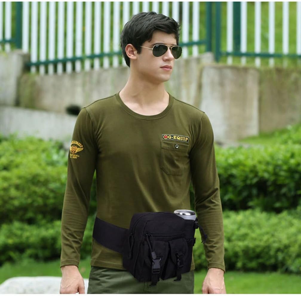Tactical Waist Pack With Detachable Water Bottle Holder Pocket Fanny Pack & Outdoor Lumbar Bag for Hiking Travelling Climbing Cycling Camping Shopping Hunting Fishing