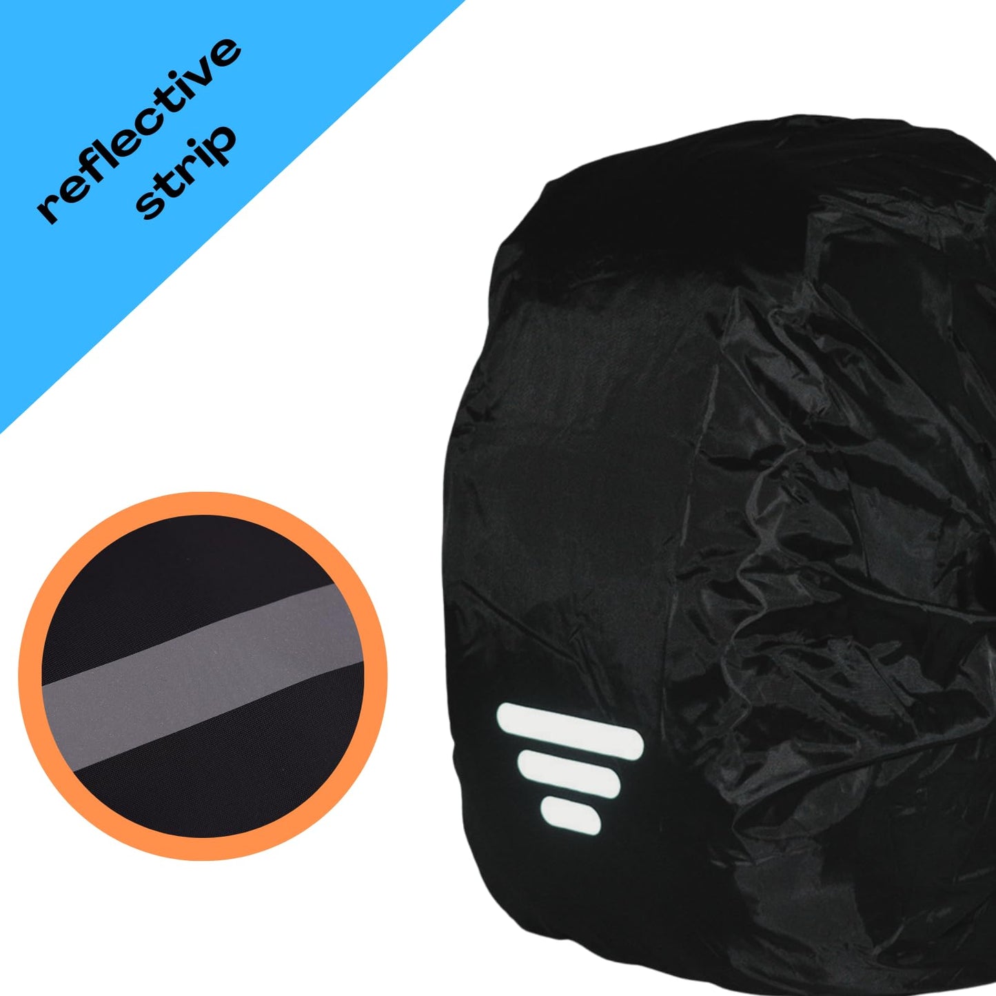 GlneYos Backpack rain Cover Waterproof with Reflective 2 Pack Dirt Repellent Thicken Rucksack Cover for Hiking Cycling Traveling Camping (Black Three-bar, M(25-40L))