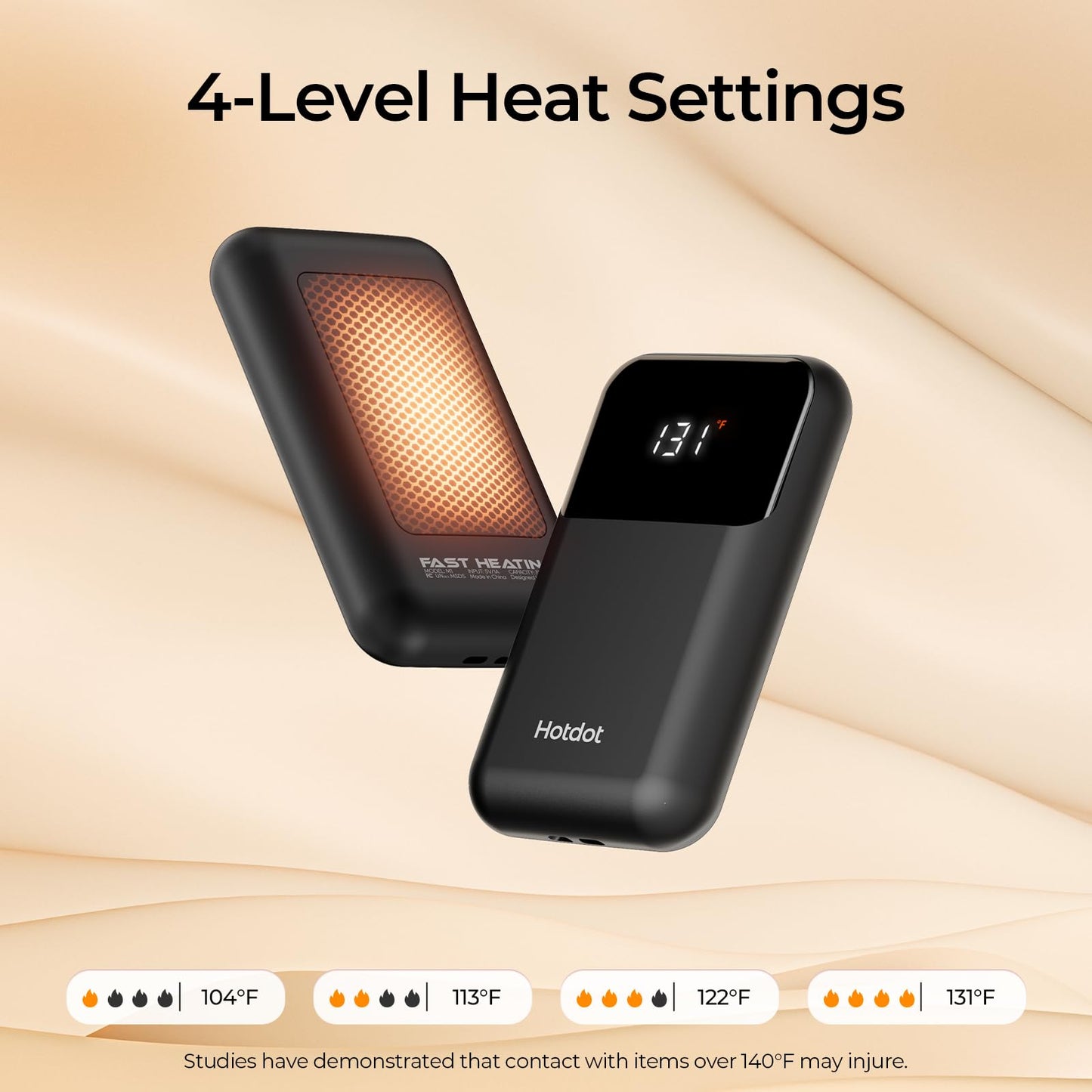 AI Hand Warmers Rechargeable 2 Pack, 4 Heat Levels (104–131°F), Real-Time Temp & Battery Display, Electric Hand Warmers, Fast Heating, Fits in Gloves/Pocket, Gifts for Women & Men