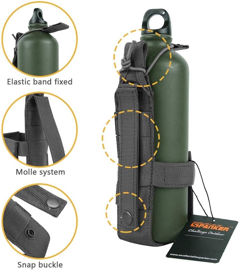EXCELLENT ELITE SPANKER Tactical Military Portable Belt Bottle Holder Pouch Molle Adjust EDC Water Bottle Carrier for Hunting Walking Running Traveling