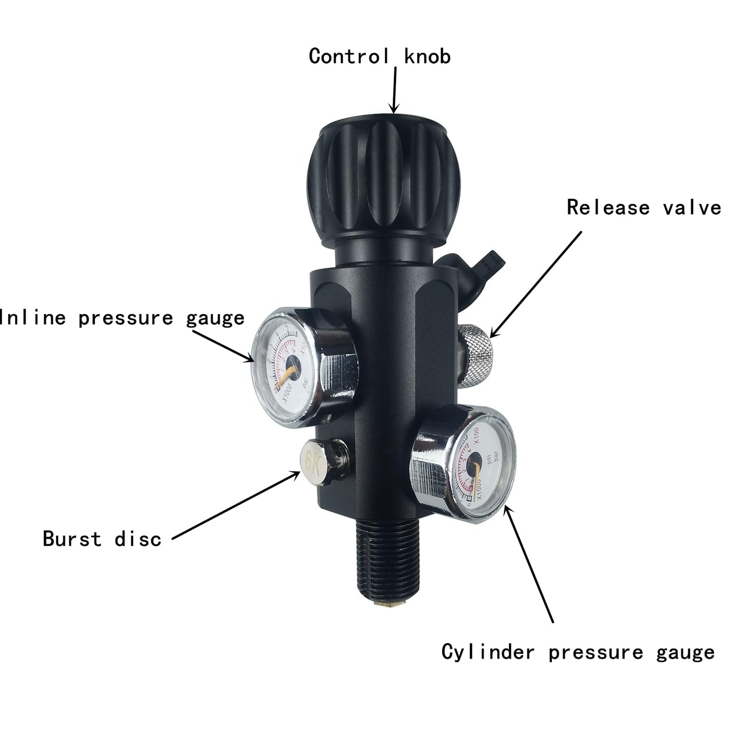 Orcair Discounted DOT 98ci/1.6L Carbon Fiber Tank with Dual Gauge Valve,PCP Tank 4500 psi,Complete PCP Airgun Charging System Lightweight Paintball Fill Station