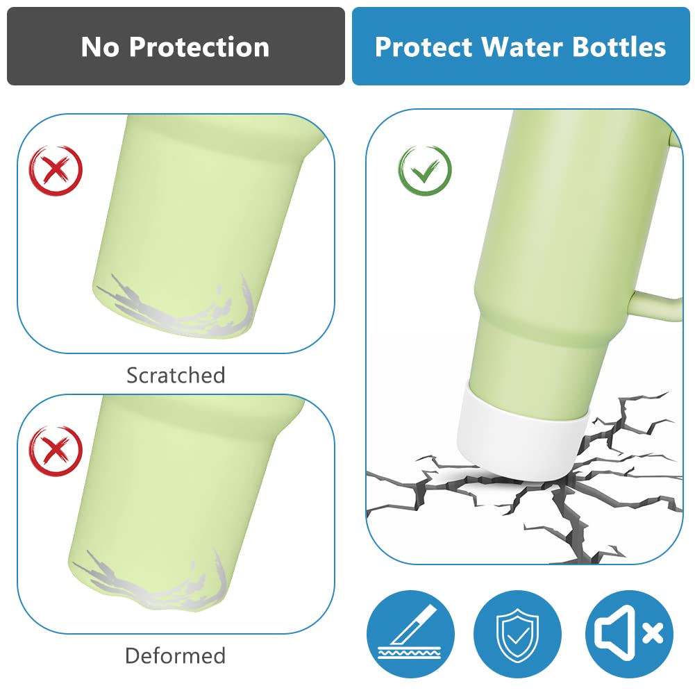 AUAUY 1 Pc Protective Silicone Boot for Stanley Quencher Adventure 40oz, Anti-Slip Bottom Silicone Sleeve Cover for Stanley IceFlow 20oz 30oz Sport Water Bottles, Stanley Cup Accessories, White