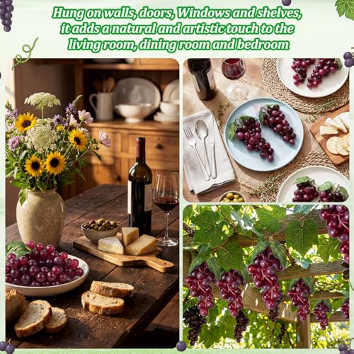 Artificial Grape Set - Classic Style, Purple, 36 Pcs with Realistic Clusters