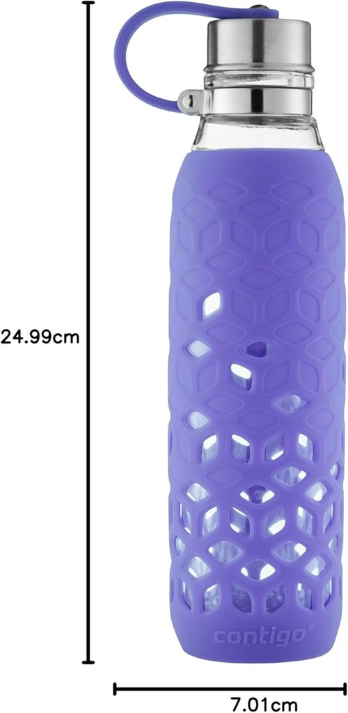 Contigo Purity Glass Water Bottle, 20oz, Scuba