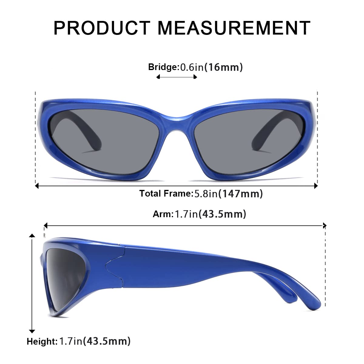 aisswzber Wrap Around Sports Sunglasses for Men Women Fashion Oval Thick Frame Lightweight Durable Plastic for Outdoor UV400
