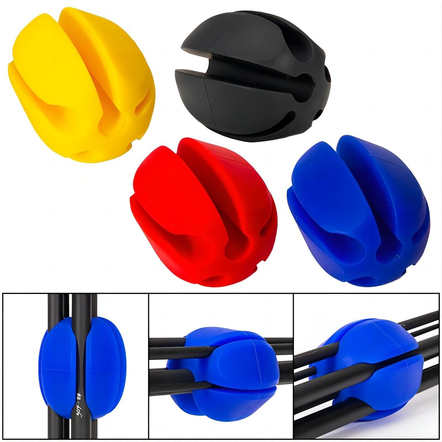 10Pcs Silicone Fishing Rod Holder Straps, 5 Hole Portable Fishing Rod Fixed Ball, Rubber Fishing Pole Clips Fly Fishing Accessories, Blue