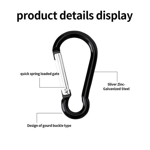 Carabiner Clip Keychain 1.81" Aluminum D-Ring Spring Loaded Gate Small Keychain Carabiners Clip Set for Outdoor Camping Mini Lock Hooks Total 40 Pcs Snap Link Durable Design Carabineer Assorted Black