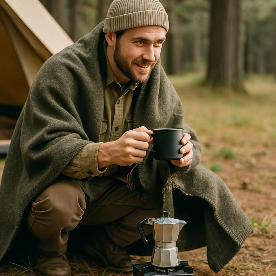 Wool Camping Blanket – 70% Wool Heavy-Duty Military Style Throw, Warm & Washable, Fire Retardant Cover for Emergency, Survival & Outdoor Use – Perfect for Camping, Car, Home & Hiking, Grey 62x84