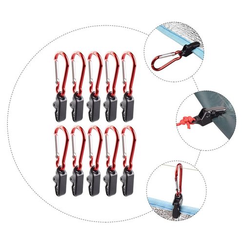 Outanaya 10pcs Tent Clip with Carabiner Lock Grip Durable Outdoor Tarp Clips for Camping Awnings Tarpaulins and Heavy Duty