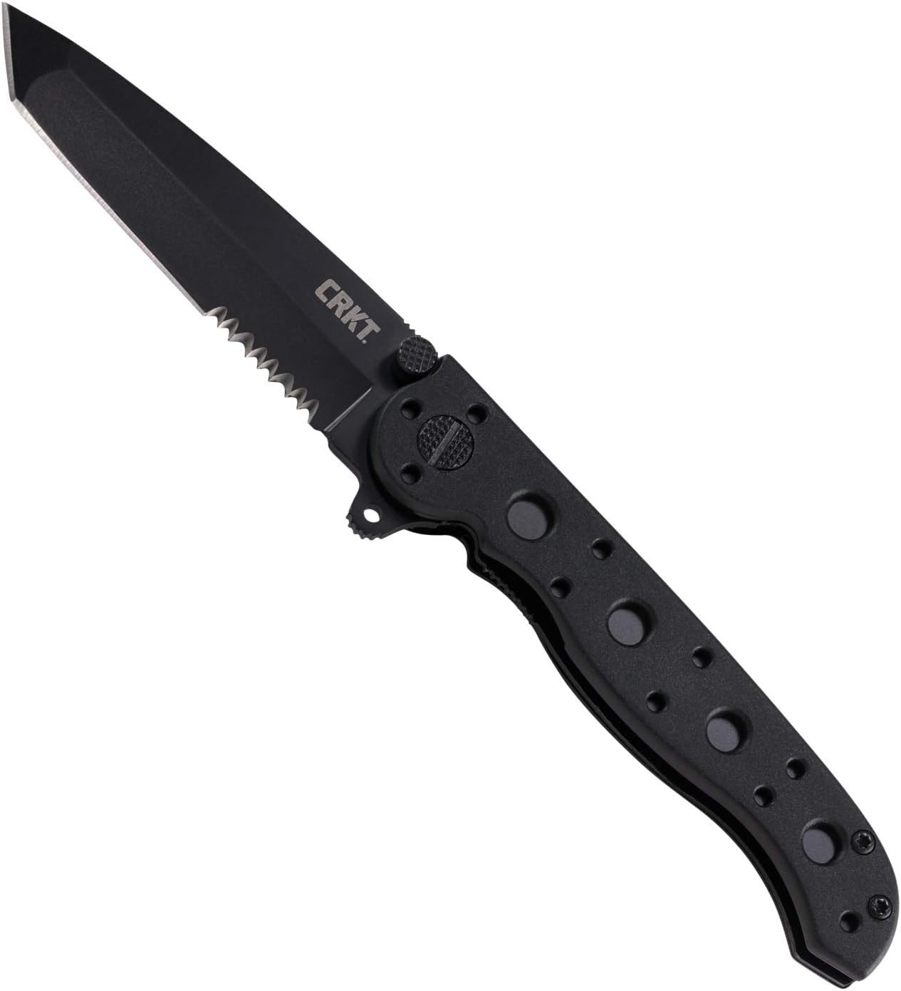 CRKT M16-10KZ EDC Folding Pocket Knife: Everyday Carry, Black Serrated Edge Blade, Tanto, Automated Liner Safety, Nylon Handle, Pocket Clip