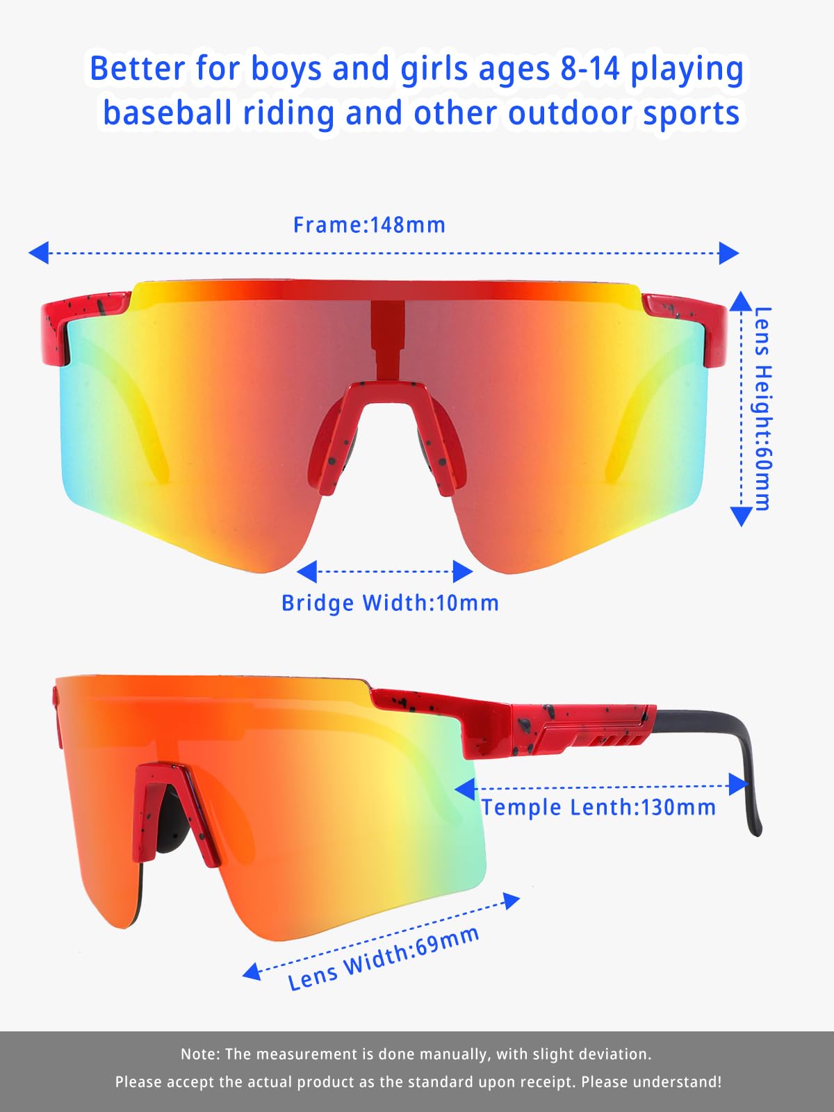 HIYAPATY Youth Baseball Sunglasses for 8-12 Boys Girls Cycling SunGlasses UV400 Sports Sunglasses for Running