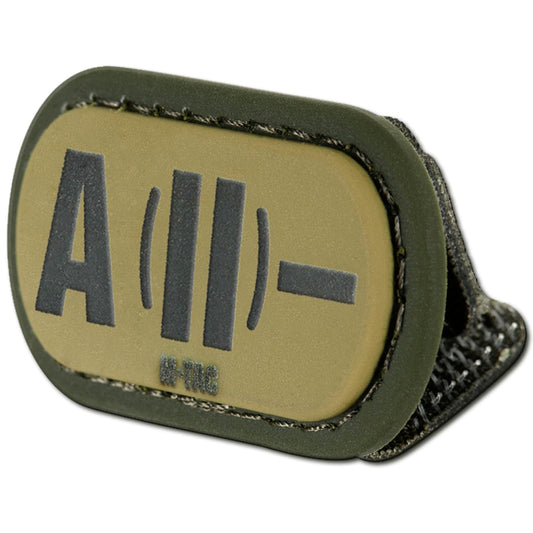 M-Tac Molle Medical Patch Blood Group - Tactical PVC Badge for Med Military Army Gear with Hook and Loop Fastener (A (II) -, Ranger Green)