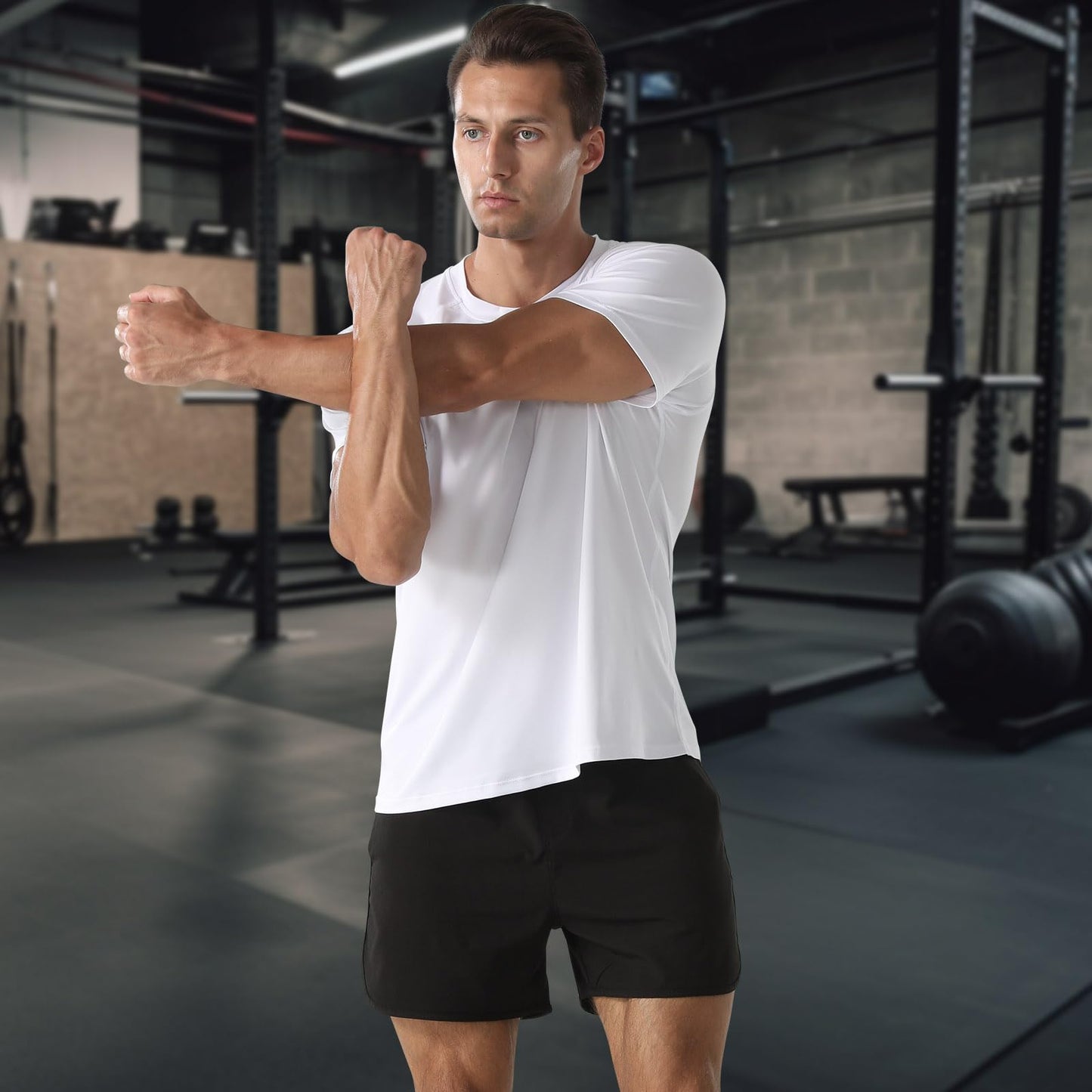 HYCOPROT Men’s Quick Dry Workout T Shirts Moisture Wicking Short Sleeve Athletic Loose Fit Undershirts Lightweight Breathable Activewear Tee Tops Fitness Clothing for Running Training Hiking Casual