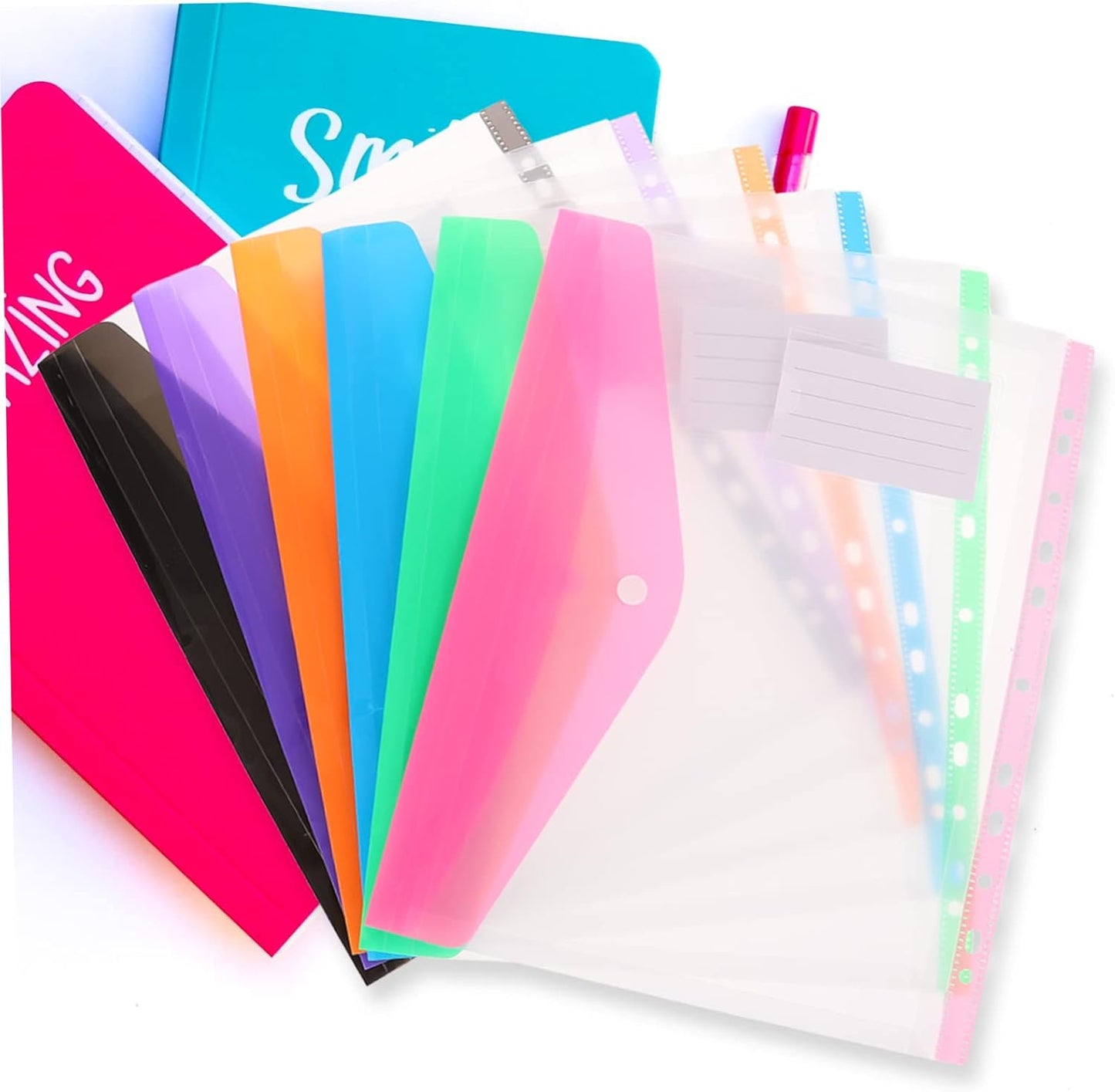 Homoyoyo 12Pcs Blinder File Bags Translucent Document Organizers Multi Versatile Storage for Photos and Cards Reusable