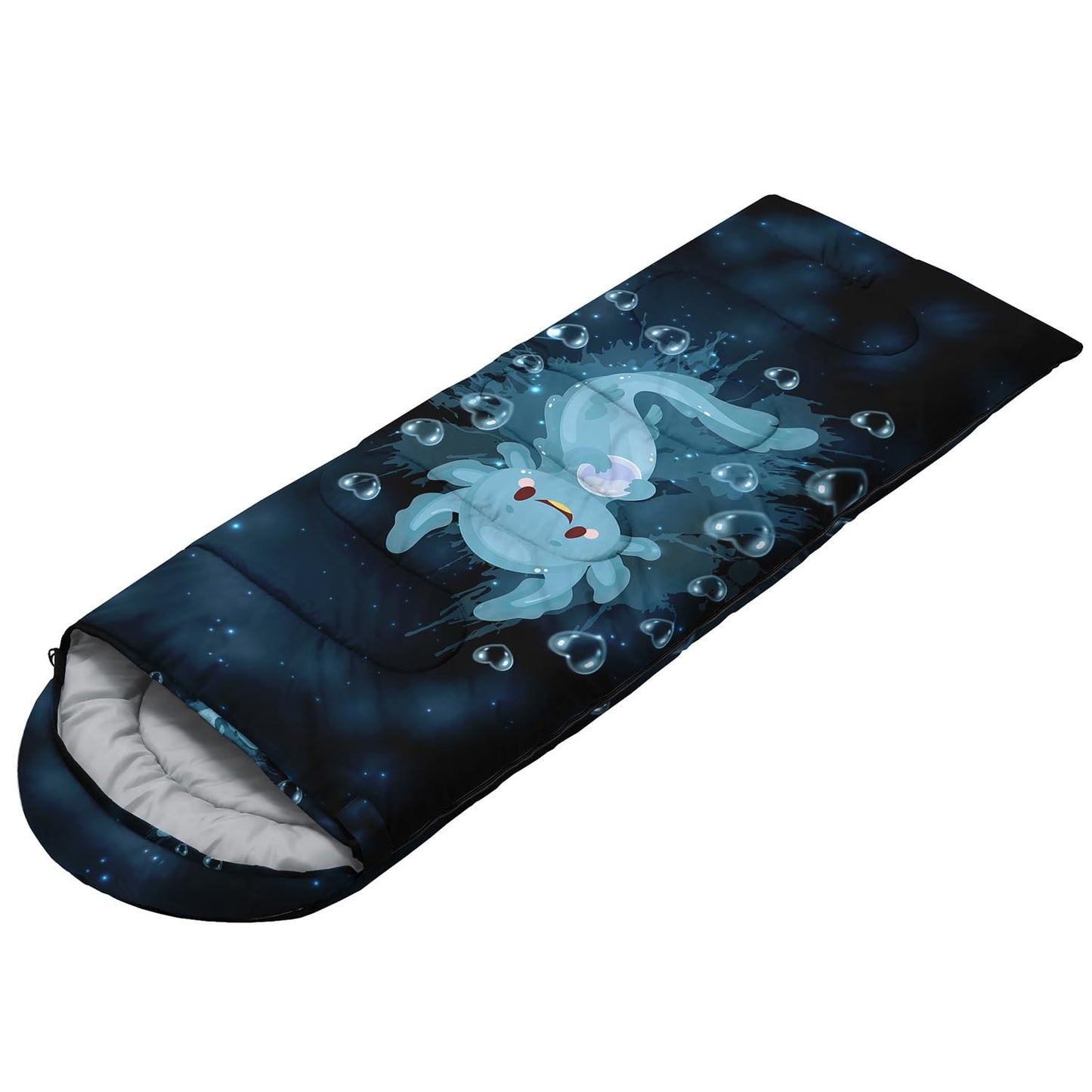 HOSIMA Blue Theme Kids Sleeping Bag Suitable for All Seasons,Dream Axolotl Compact Sleeping Bag for Camping Essentials,0 Degree Sleeping Bags for Adults is Suitable for Outdoor Hiking.