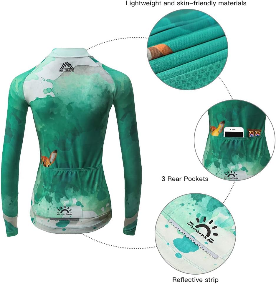 Mysenlan Women's Cycling Long Sleeve Breathable Jersey Set 3D Padded Long Pants Bike Shirt Bicycle Tights Clothing