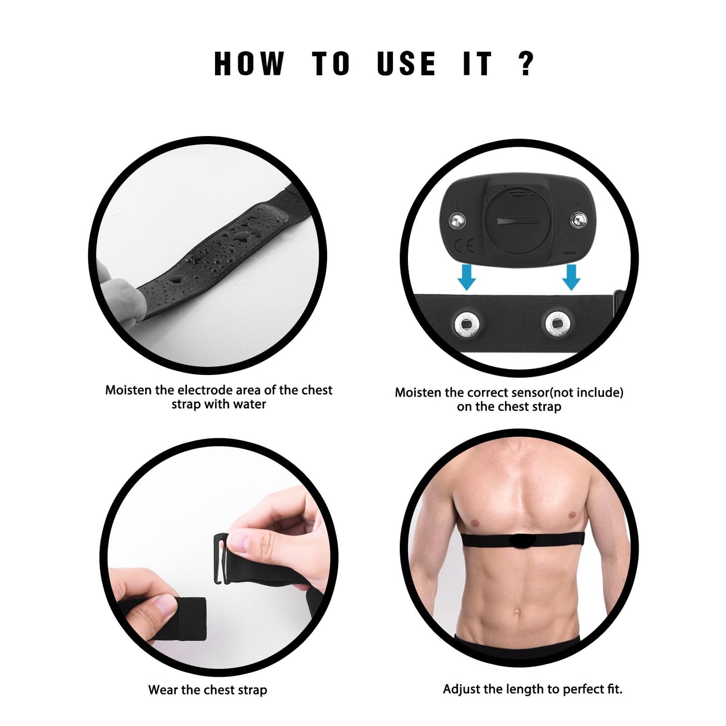 Heart Rate Monitor Chest Strap Replacement for Polar H10 Polar H9 Polar H7, Adjustable HRM Soft Replacement Chest Strap Compatible with Heart Rate Sensor(Black)