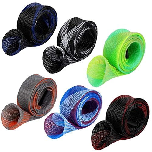 Yontree 6 Pack Fishing Rod Sleeve, Fishing Rod Cover Braided Mesh Rod Sleeves Socks, Fishing Pole Sleeve for Spinning/Casting/Sea/Fly Fishing Rod