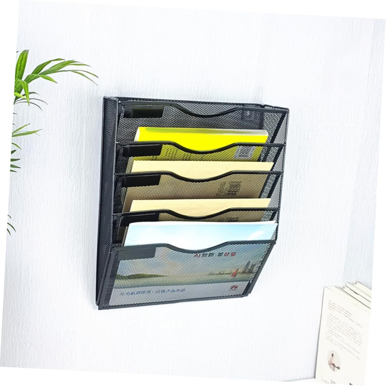 Wall-mounted Document Organizer Sturdy Mesh File Holder for Office Multi-use Rack for Magazines Catalogs and Documents Stylish File Management
