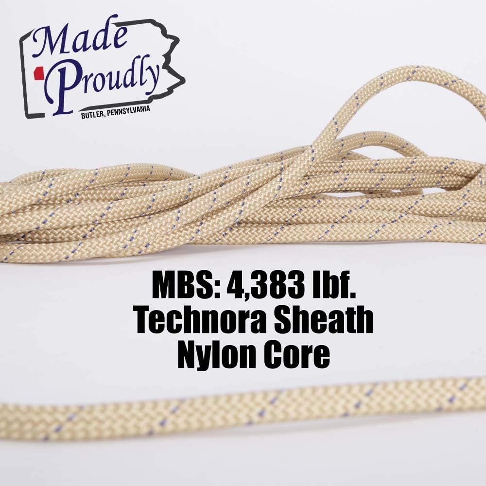 Rock N Rescue Heat Resistant Personal Escape Rope - 50 Feet Long, 8mm, NFPA 1983, RNR Poseidon Safe Tech, Firefighting and Rescue Gear