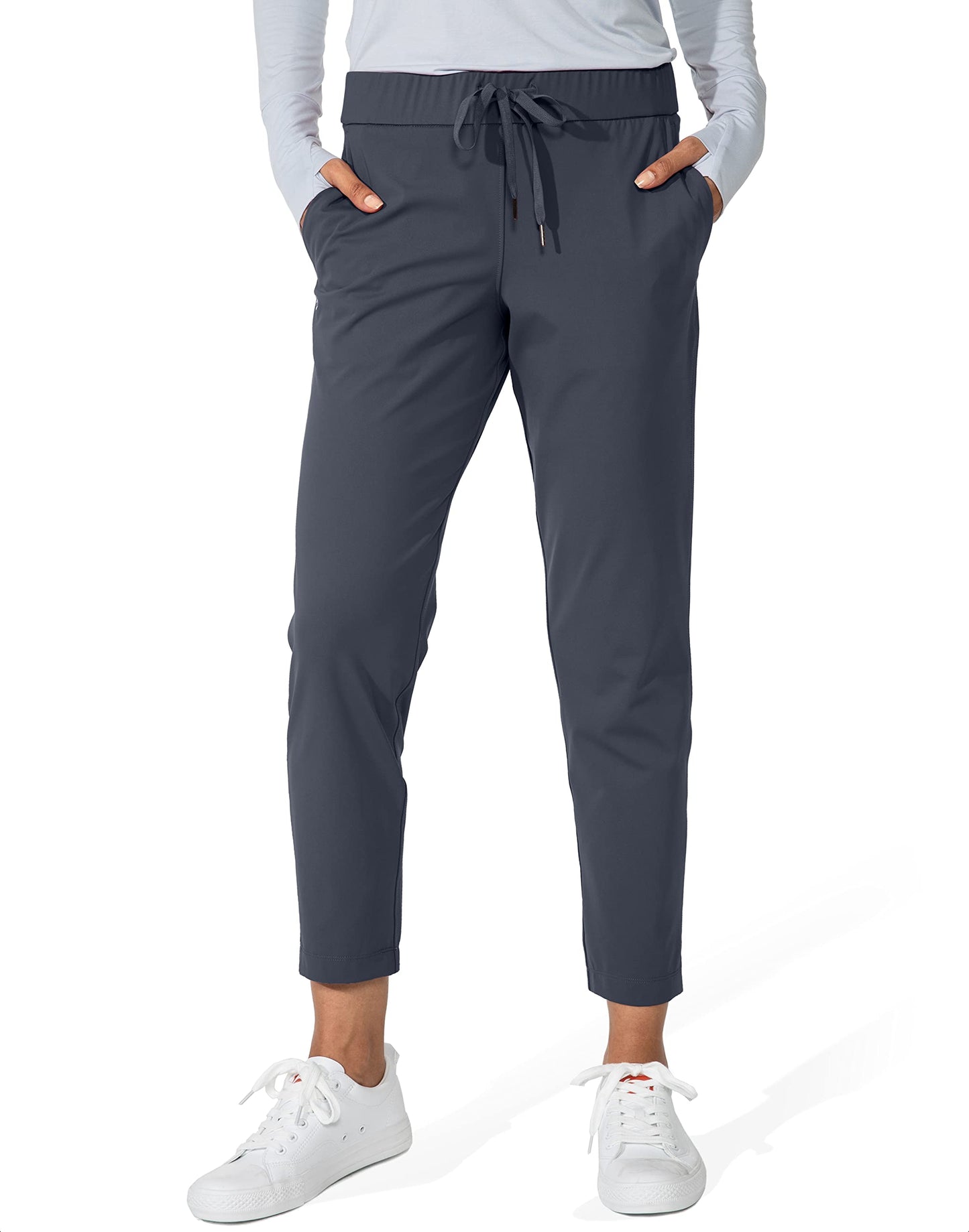 G Gradual Women's Pants with Deep Pockets 7/8 Stretch Sweatpants for Women Athletic, Golf, Lounge, Work (Dark Grey, X-Large)