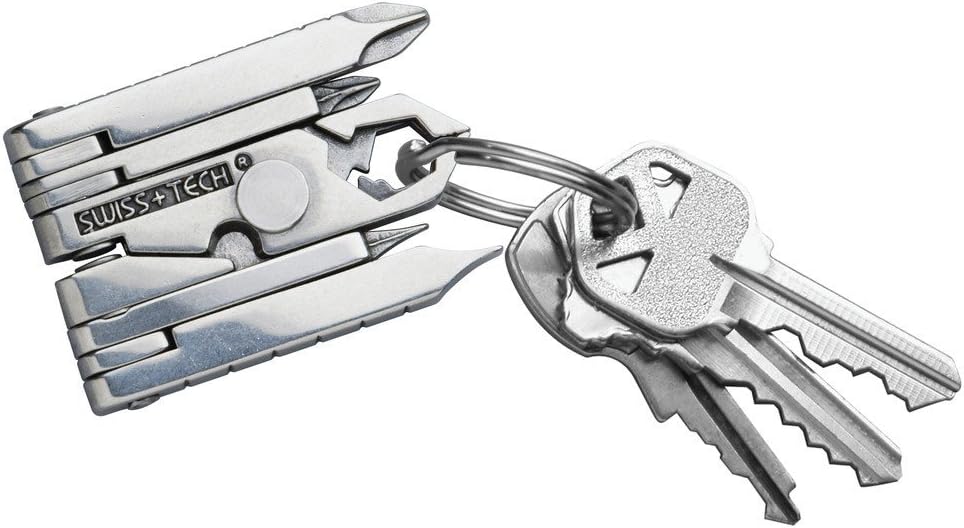 SWISS+TECH ST53100 Stainless Steel 19-in-1 Key Chain Multi Tool, Polished Finish (Single Pack)