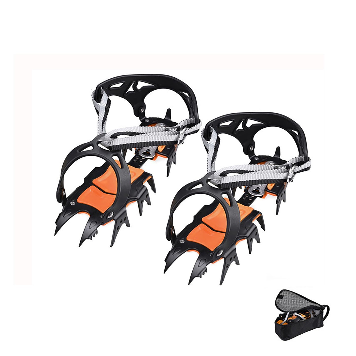 AIROKA Crampons Ice Cleats Traction for Shoes and Boots Non Slip Cleat with Adjustable Straps and 18 Steel Studs Crampons Snow Grips for Boots Shoes for Walking/Climbing Suitable for Men and Women