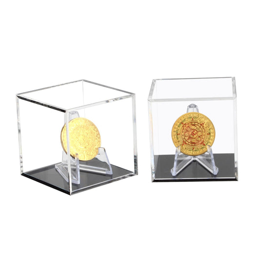 Kcgani Acrylic Coins Trophy Medal Display Case Box with Mini Easel Display Stands, Multiple Rings Storage Case for Championship Rings Challenge Coins Fossils Rocks Stones Chips