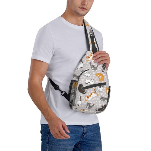 VOOHDDY Cute Cat Kitten Sling Bag For Women Men Fun Animal Travel Hiking Backpack Crossbody Shoulder Chest Bags Casual Daypack Sport